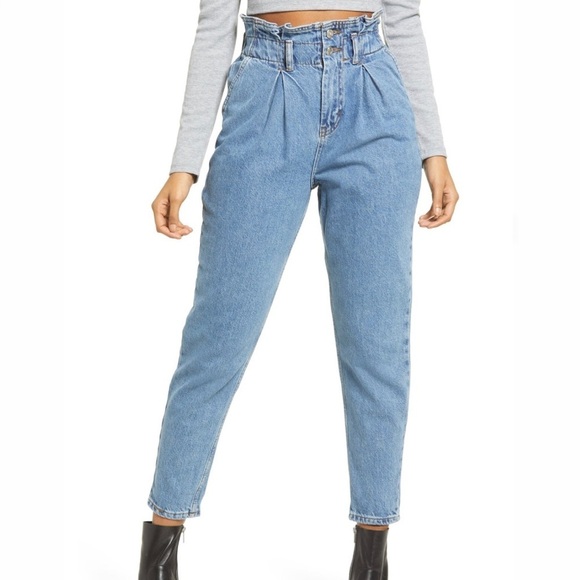 New TOPSHOP Women's Topshop Paperbag High Waist Mom Jeans size 25 - Picture 1 of 10